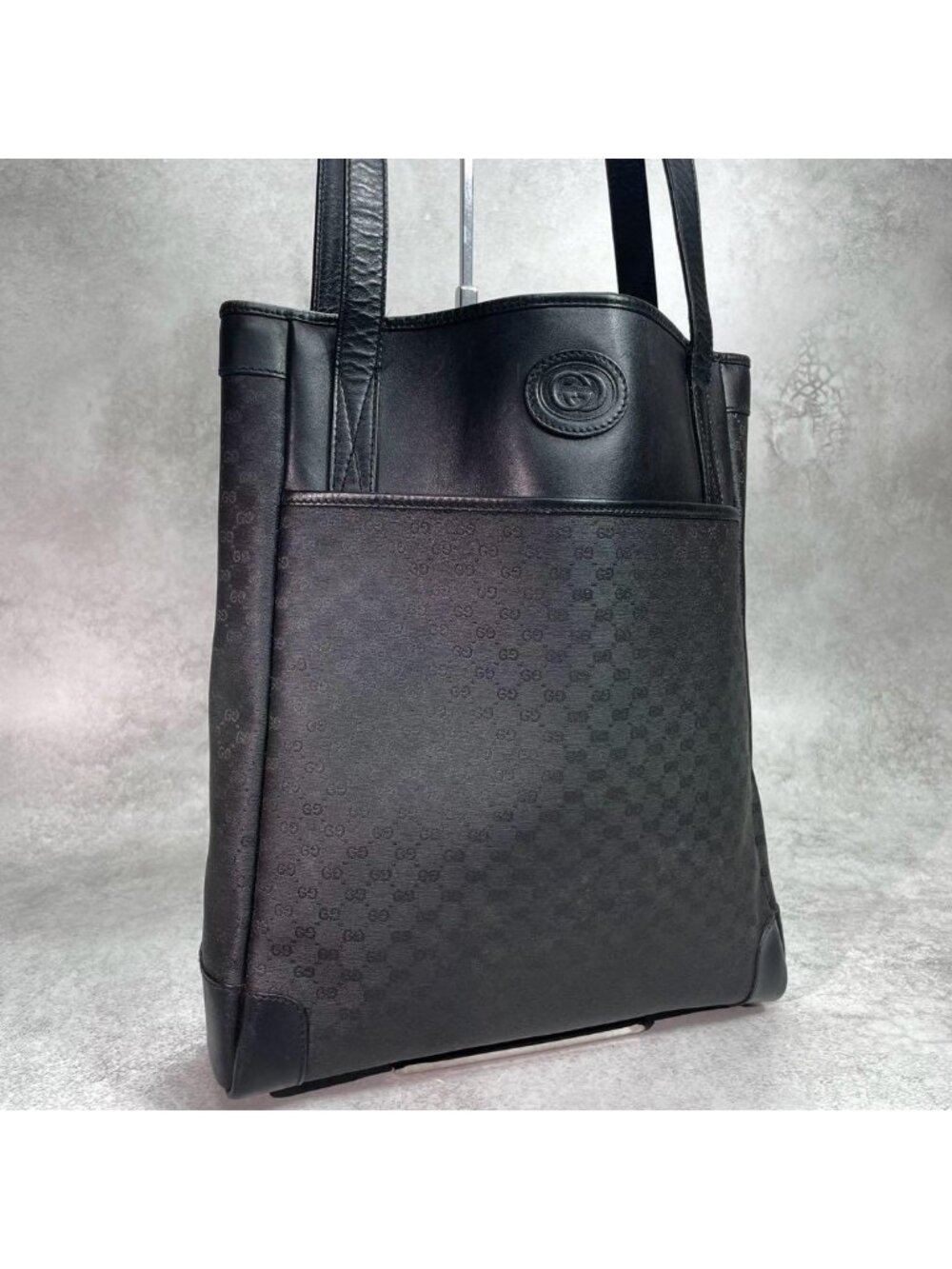 Gucci GG Tote Black Leather Logo